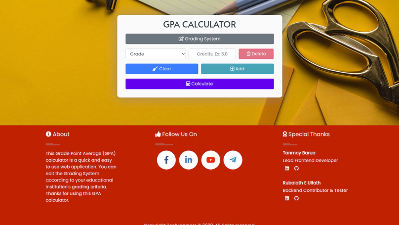 GPA Calculator (Web Application)